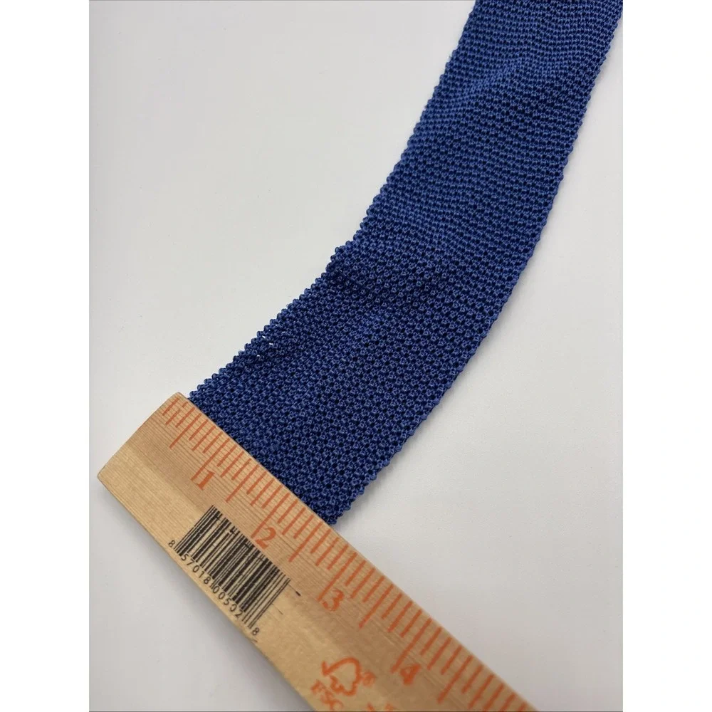 Ovadia & Sons Square Knit Tie Mens Blue Silk Sailboat Nauitcal Made In Italy